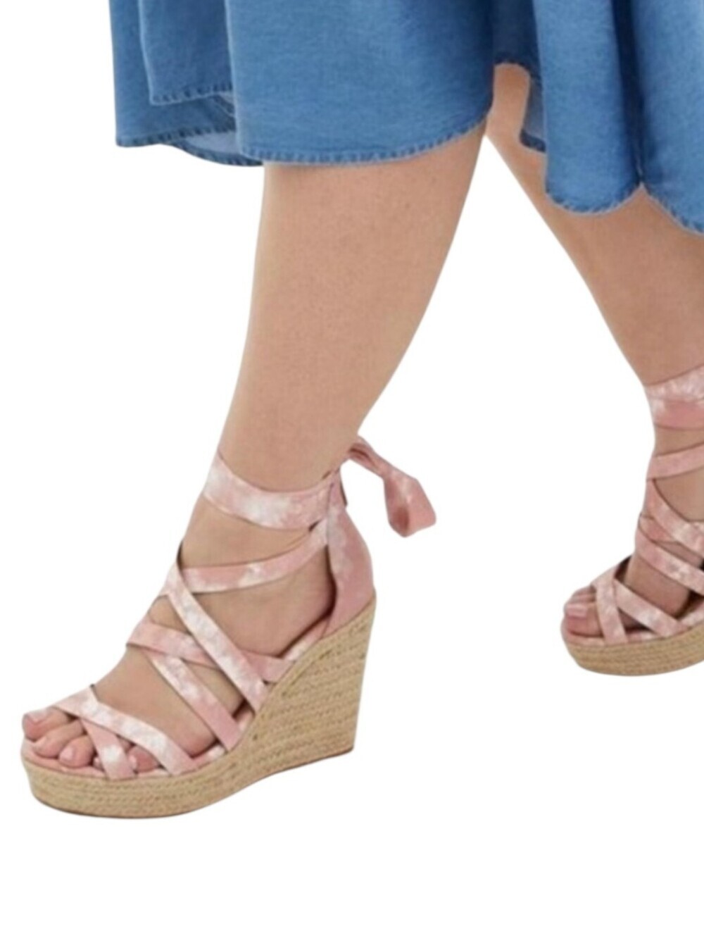 Torrid Women’s Pink Tie-Dye Espadrille Wedge Sandals 9 WIDE